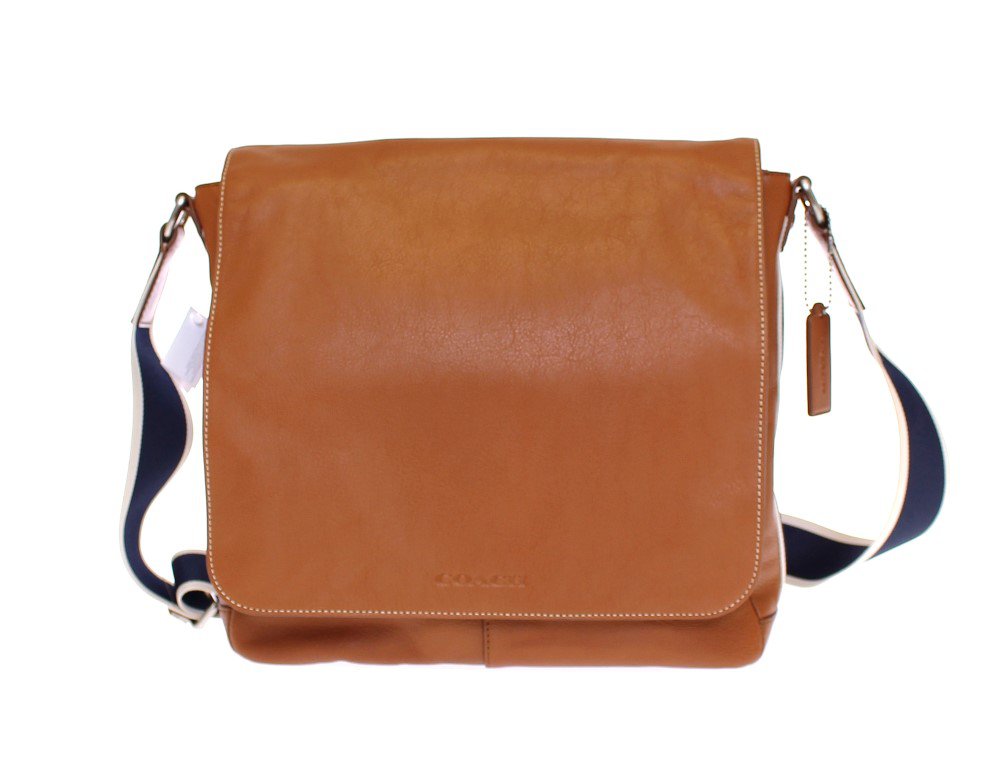 BROWN LEATHER HERITAGE WEB BAG