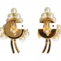 WHITE PEARL GOLD BRASS CLIPON EARRING