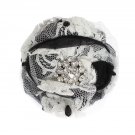 BLACK WHITE FLORAL LACE CRYSTAL HAIR CLAW