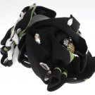 BLACK MULTICOLOR FLORAL CRYSTAL HAIR CLAW