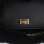 BLACK CRYSTAL MINK FUR LEATHER CLUTCH BAG