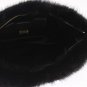BLACK CRYSTAL MINK FUR LEATHER CLUTCH BAG