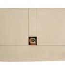 BEIGE LEATHER ORGANIZER FOLIO BAG
