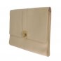 BEIGE LEATHER ORGANIZER FOLIO BAG