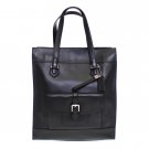 BLACK CHARLIE SADDLE LEATHER LARGE TOTE BAG