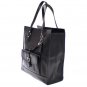 BLACK CHARLIE SADDLE LEATHER LARGE TOTE BAG