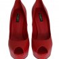 DOLCE & GABBANA RED LEATHER PLATFORM PUMPS
