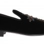 BLACK VELVET CRYSTAL CROSS LOAFERS