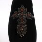 BLACK VELVET CRYSTAL CROSS LOAFERS