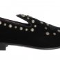 BLACK VELVET CROWN BEE STUDDED LOAFERS