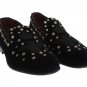 BLACK VELVET CROWN BEE STUDDED LOAFERS