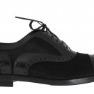 BLACK LEATHER PONY HAIR DERBY SHOES