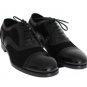 BLACK LEATHER PONY HAIR DERBY SHOES