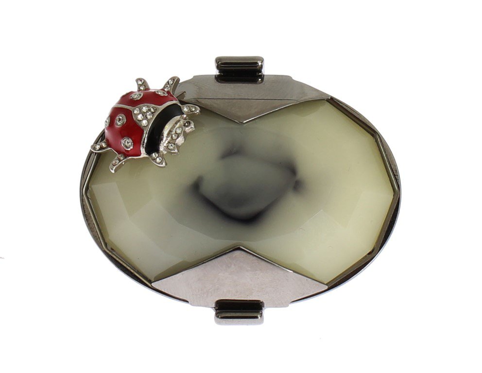 SILVER LADYBIRD STONE CRYSTAL STATEMENT RING