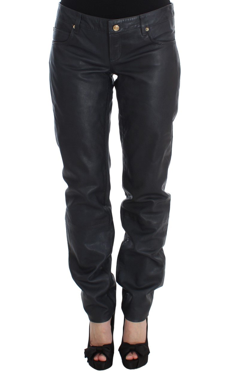 BLACK LEATHER LOOSE FIT PANTS