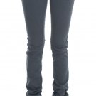 BLUE COTTON BLEND SLIM FIT HIGH WAIST JEANS