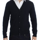 BLUE WOOL BUTTON DOWN LOGO CARDIGAN