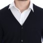 BLUE WOOL BUTTON DOWN LOGO CARDIGAN