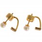 PEARL SCREW BACK CZ GOLD 925 SILVER EARRINGS