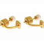 PEARL SCREW BACK CZ GOLD 925 SILVER EARRINGS
