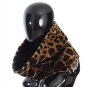 BLACK FUR LEOPARD PRINT SCARF
