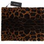 BLACK FUR LEOPARD PRINT SCARF