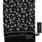 BLACK WHITE FLORAL PRINT SILK SCARF
