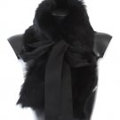 BLACK LAMBSKIN FUR SILK SCARF