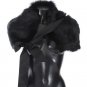 BLACK LAMBSKIN FUR SILK SCARF
