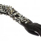 BLACK WHITE CRYSTAL LEATHER ELBOW GLOVES