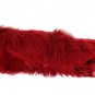 BROWN LEATHER RED FUR ELBOW GLOVES