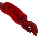 RED LEATHER MINK FUR ELBOW GLOVES