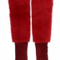 RED LEATHER MINK FUR ELBOW GLOVES