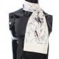 BEIGE SILK BIRD PATTERN SCARF