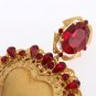 GOLD RED CRYSTAL SACRED HEART CLIP ON EARRING