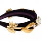 PURPLE VELVET GOLD BRASS PEARL CRYSTAL HEADBAND