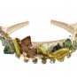 MULTICOLOR SILK FLORAL CRYSTAL RUNWAY HEADBAND HAIR DIADEM