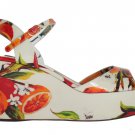 WHITE LEATHER ORANGES WEDGES SANDALS