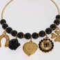 GOLD BRASS BLACK CRYSTAL EARRINGS