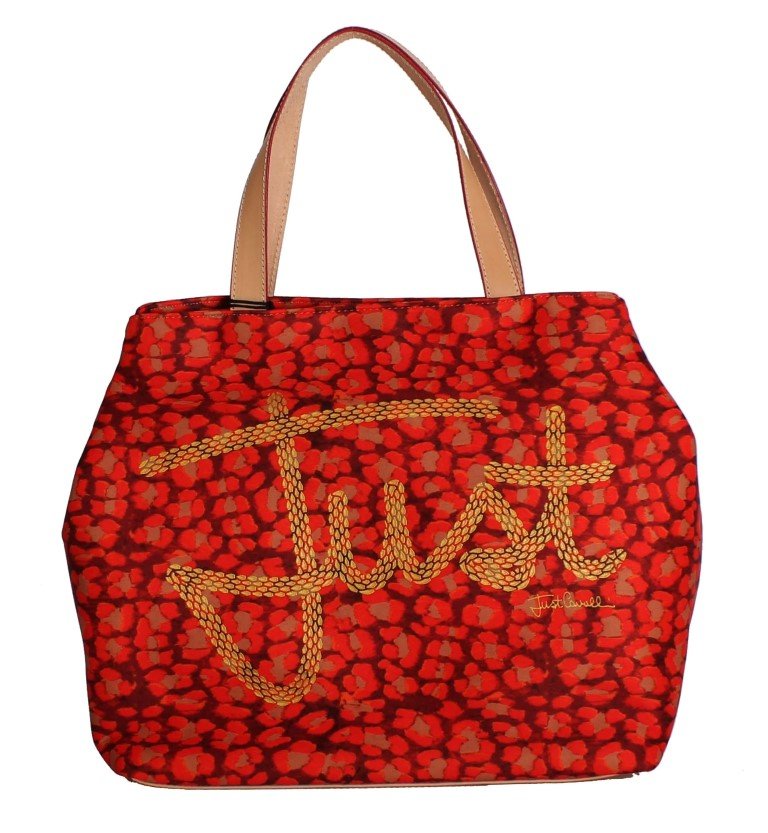RED ORANGE LEOPARD HAND SHOPPING TOTE BAG