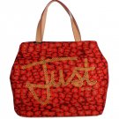 RED ORANGE LEOPARD HAND SHOPPING TOTE BAG