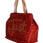 RED ORANGE LEOPARD HAND SHOPPING TOTE BAG