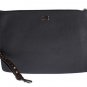 GRAY BROWN LEATHER STUDDED WRISTLET BAG ORGANIZER
