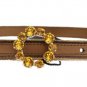 BROWN VELVET LEATHER CRYSTAL BUCKLE BELT
