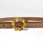 BROWN VELVET LEATHER CRYSTAL BUCKLE BELT