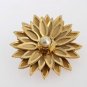 GOLD BRASS FLORAL WHITE PEARL EARRING