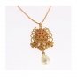 GOLD BRASS FLORAL RESIN SICILY PEARL NECKLACE