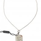 SILVER BRASS DOG TAG LOVE CRYSTAL ID NECKLACE