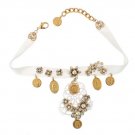 GOLD BRASS FLORAL SICILY CEREMONIA COIN NECKLACE