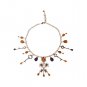 GOLD BRASS FLORAL CRYSTAL SACRED KEY CHARMS NECKLACE